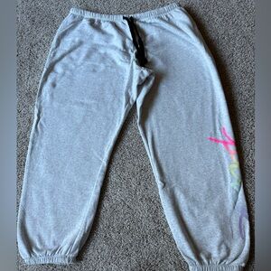 PINK Victoria's Secret Gray Joggers with Colorful Logo